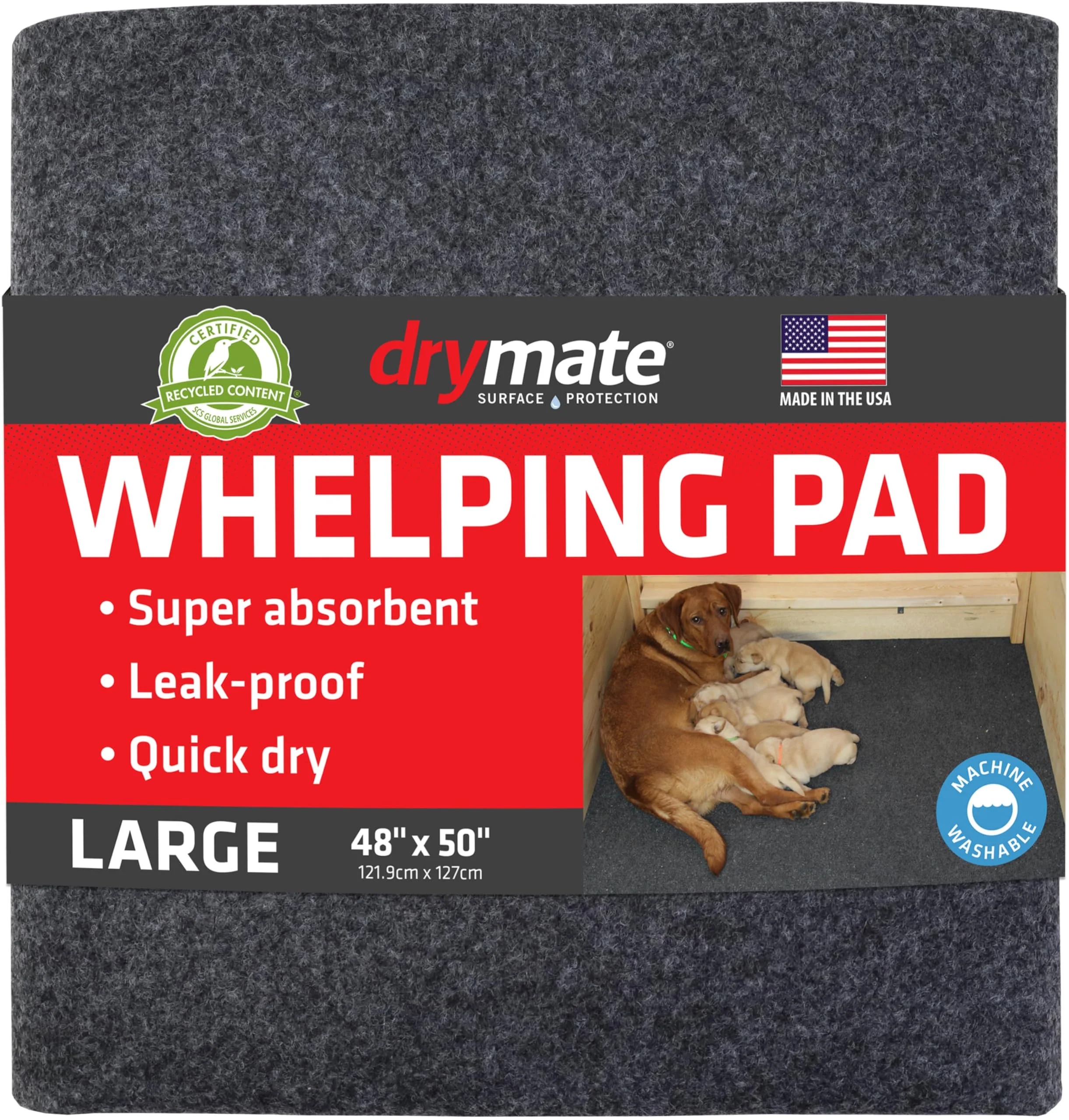 Specialty Drymate Whelping Box Liner Mat 48×50 – Machine Washable Waterproof Slip-Resistant USA Made Pure