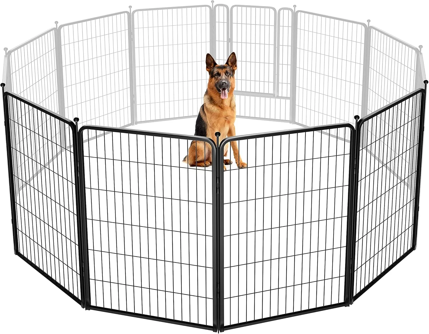 Sophisticated FXW Rollick Unleashed Dog Playpen for Indoor Yard RV Camping 45 inch 4 Panels for Large Dogs Black│Patented Comfortable