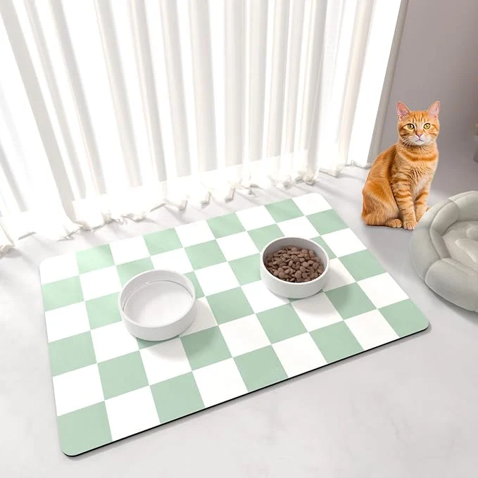 High-Grade Checkered Dog Cat Feeding Mat Absorbent Pet Feeding Mat Original
