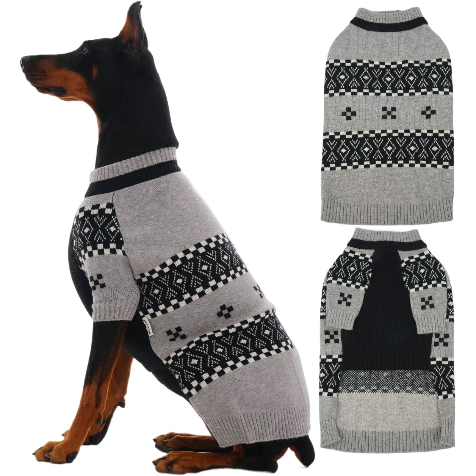 Reliable IECOii XXL Dog Sweater for Large Dogs – Warm Grey Knit Pullover 2XL Green