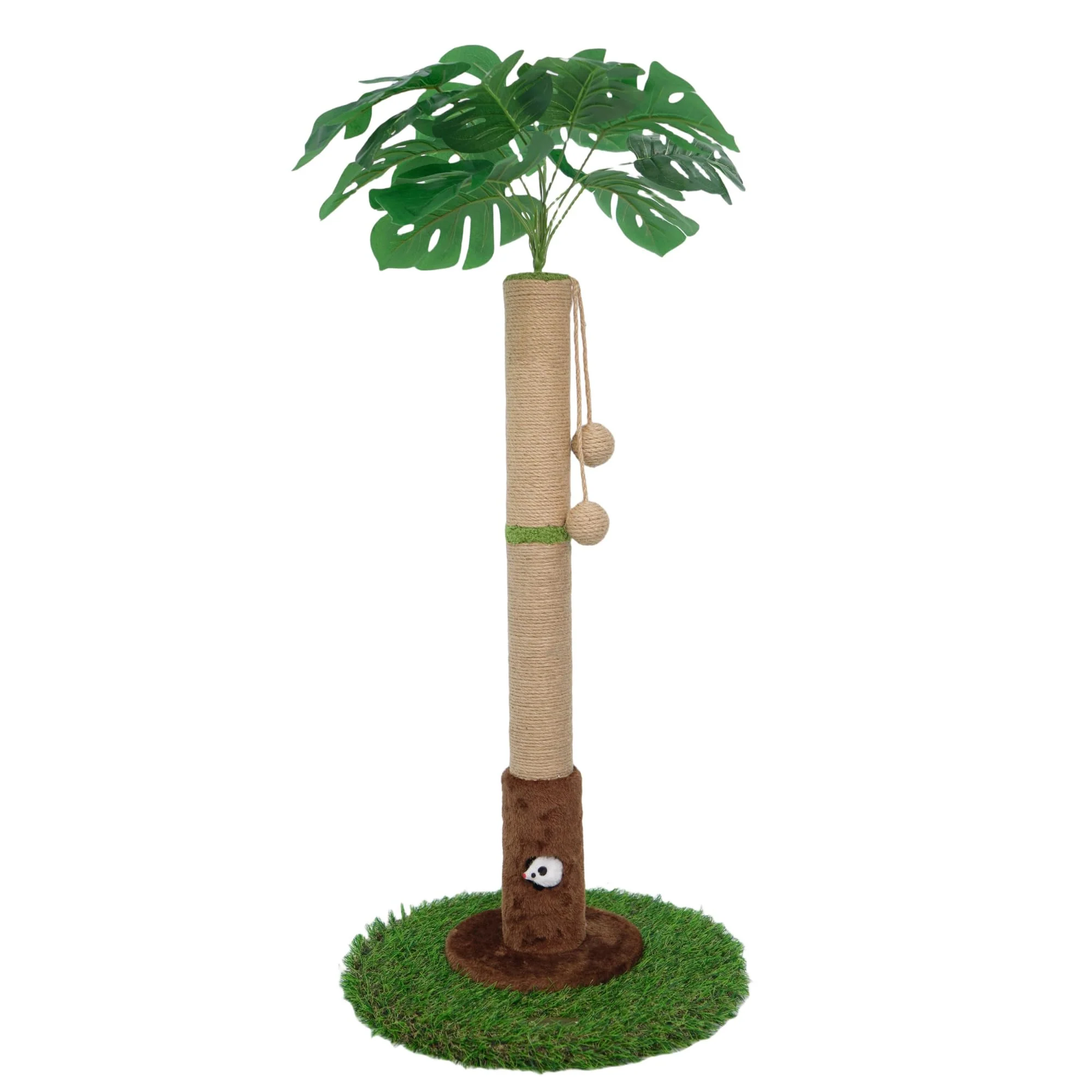 Fashionable Woochpet Cat Scratching Post – 35.43 inches tall Indoor Palm Tree with Sisal Rope and Hanging Balls Smart