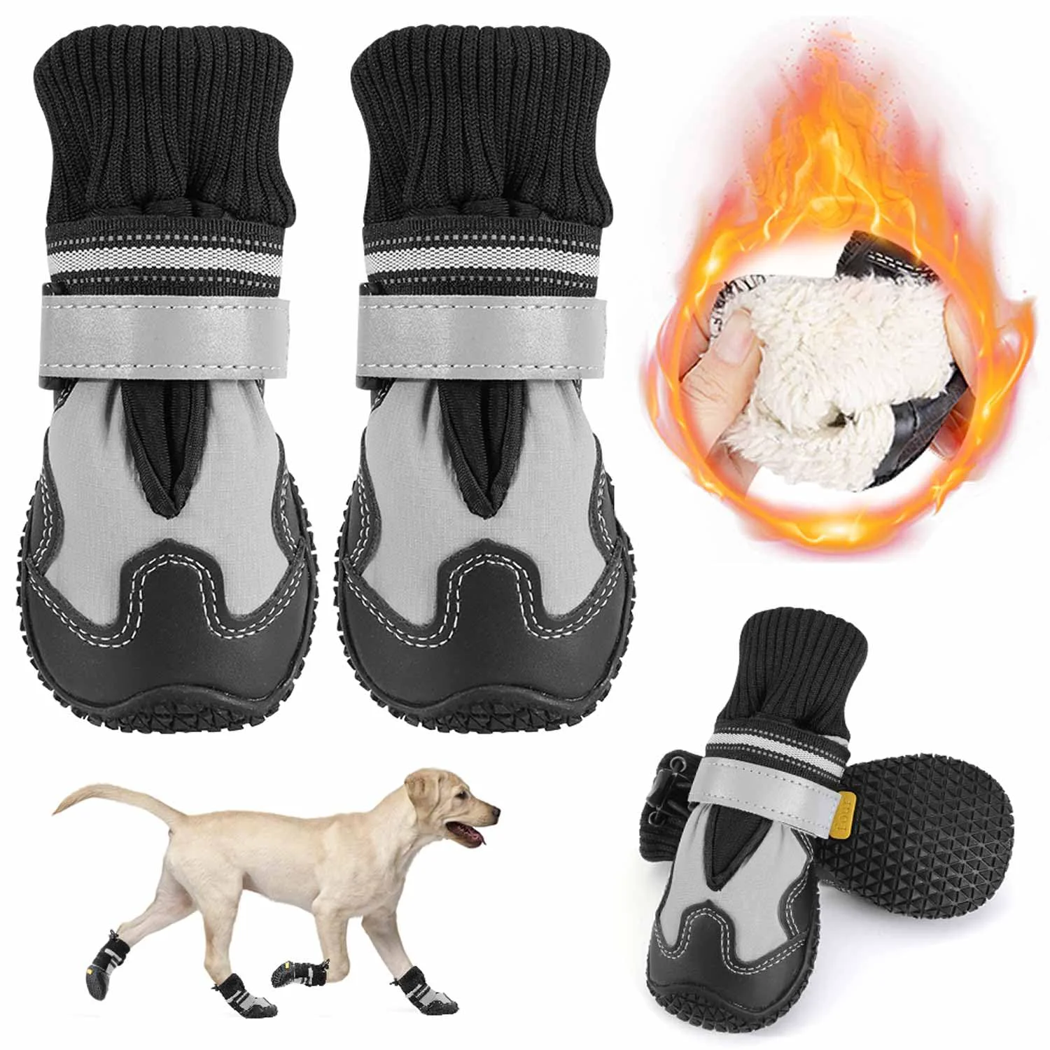 Exclusive Lukovee Dog Shoes – Waterproof Warm Fleece-Lined Boots for Winter Size 6 Crafted