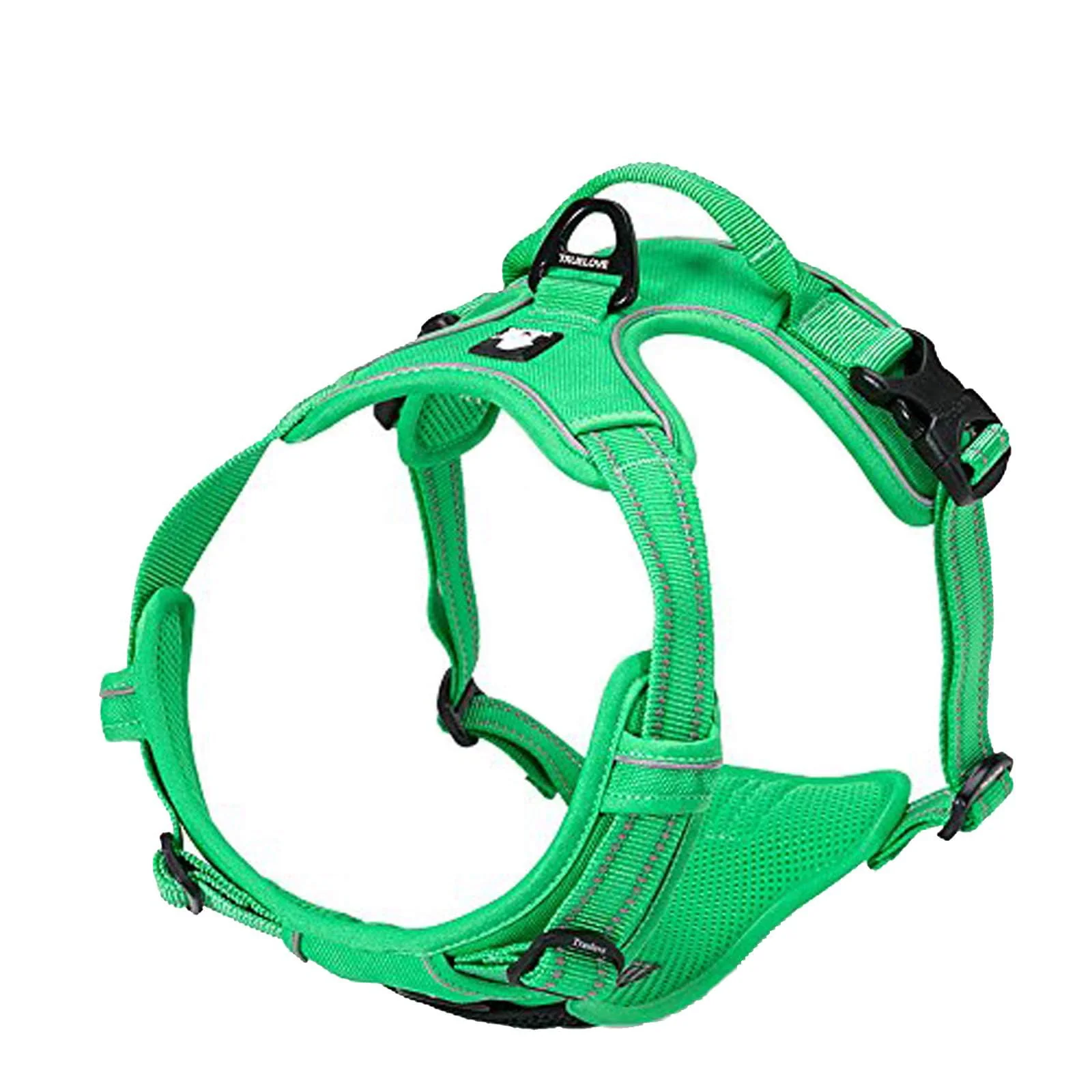 Enhanced TRUE LOVE TLH5651 Adjustable No-Pull Dog Harness — Grass Green L Reflective Pup Vest Durable