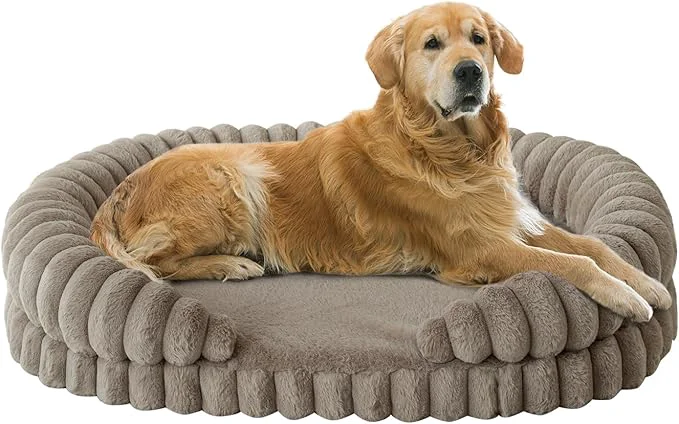 Exclusive BALANCE Calming Dog Bed for Extra Large Dogs 42 Inches Oval Washable XL Pet Bed Pure