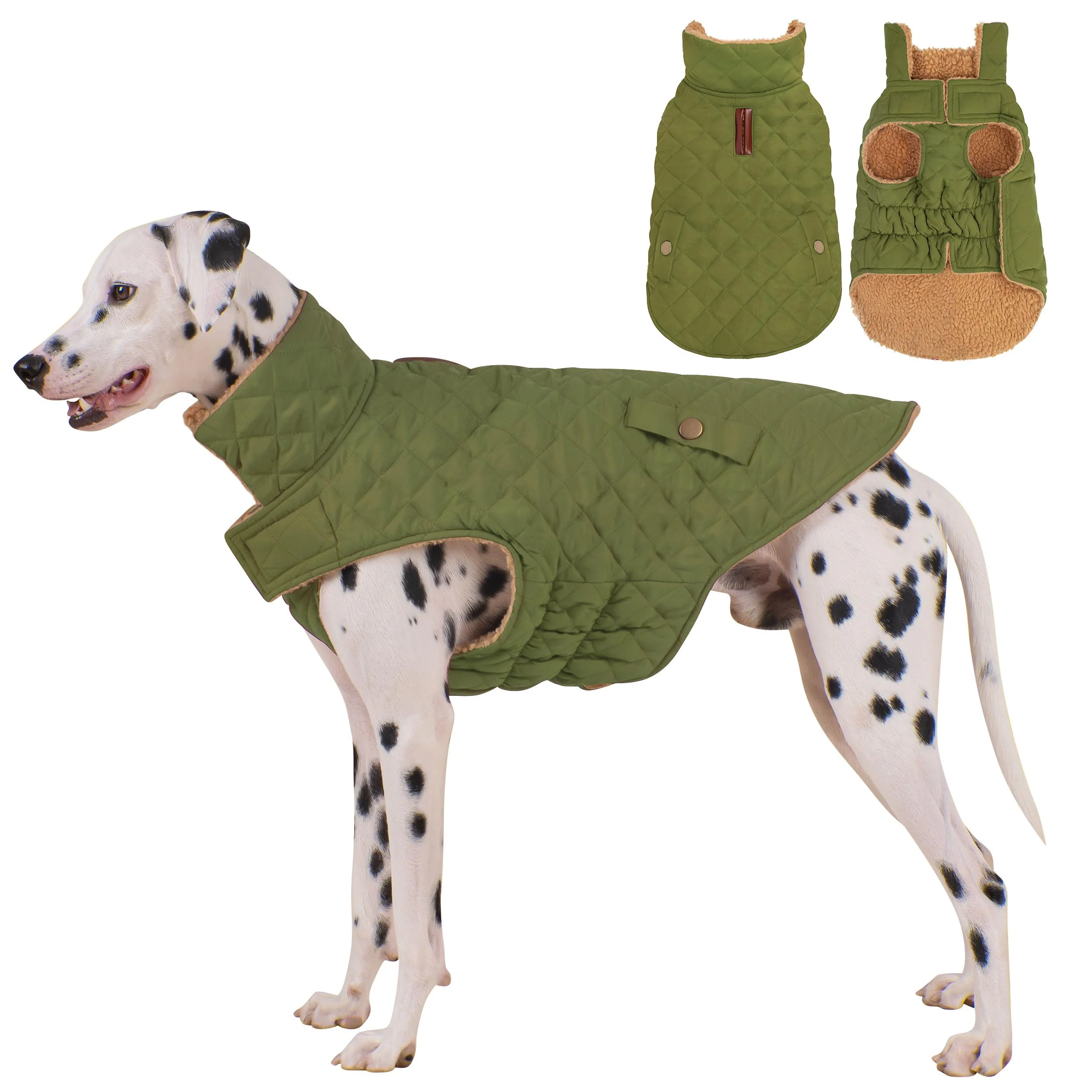 Long-Lasting Vitiswap Dog Winter Coat – Waterproof Warm Fleece-Lined Jacket with Leash Hole for Large Dogs Green XX-Large Smooth