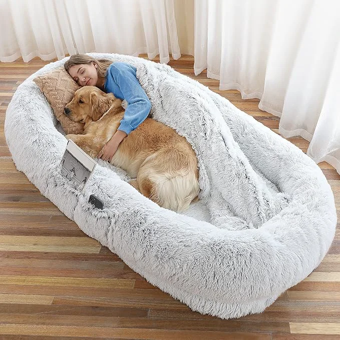 Effective Human Dog Bed – 71 x45 x12 Fits You Pets Washable Faux Fur Orthopedic Traditional