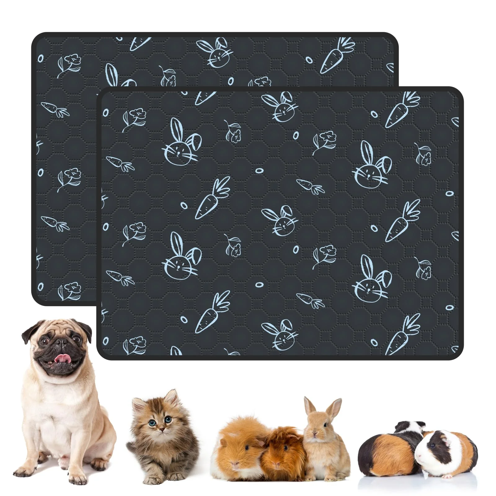 Fine Crafted MODESLAB 2-Pack Guinea Pig Cage Liner Navy 36×48 – Ultra-Absorbent Washable Excellent