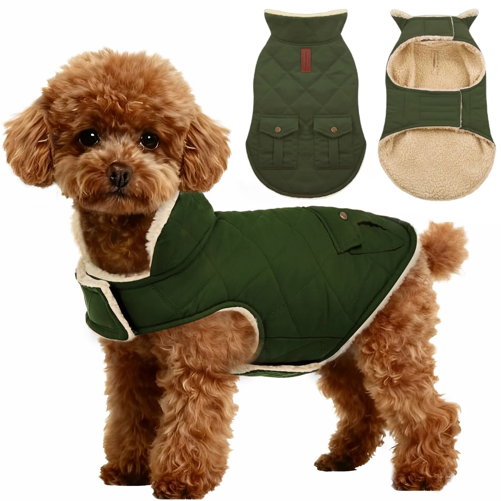 ASENKU Warm Dog Winter Coat – Waterproof Fleece Jacket for Medium to Large Dogs Green Large Responsible