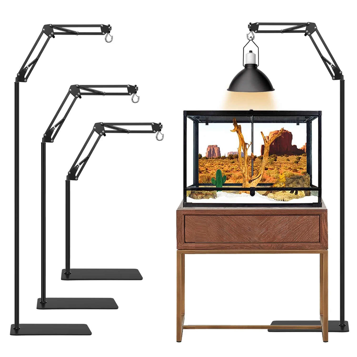 Reusable BOURDSERK Reptile Lamp Stand — Adjustable 15.7 to 74.3 in Heat Lamp Holder for Terrariums Recyclable