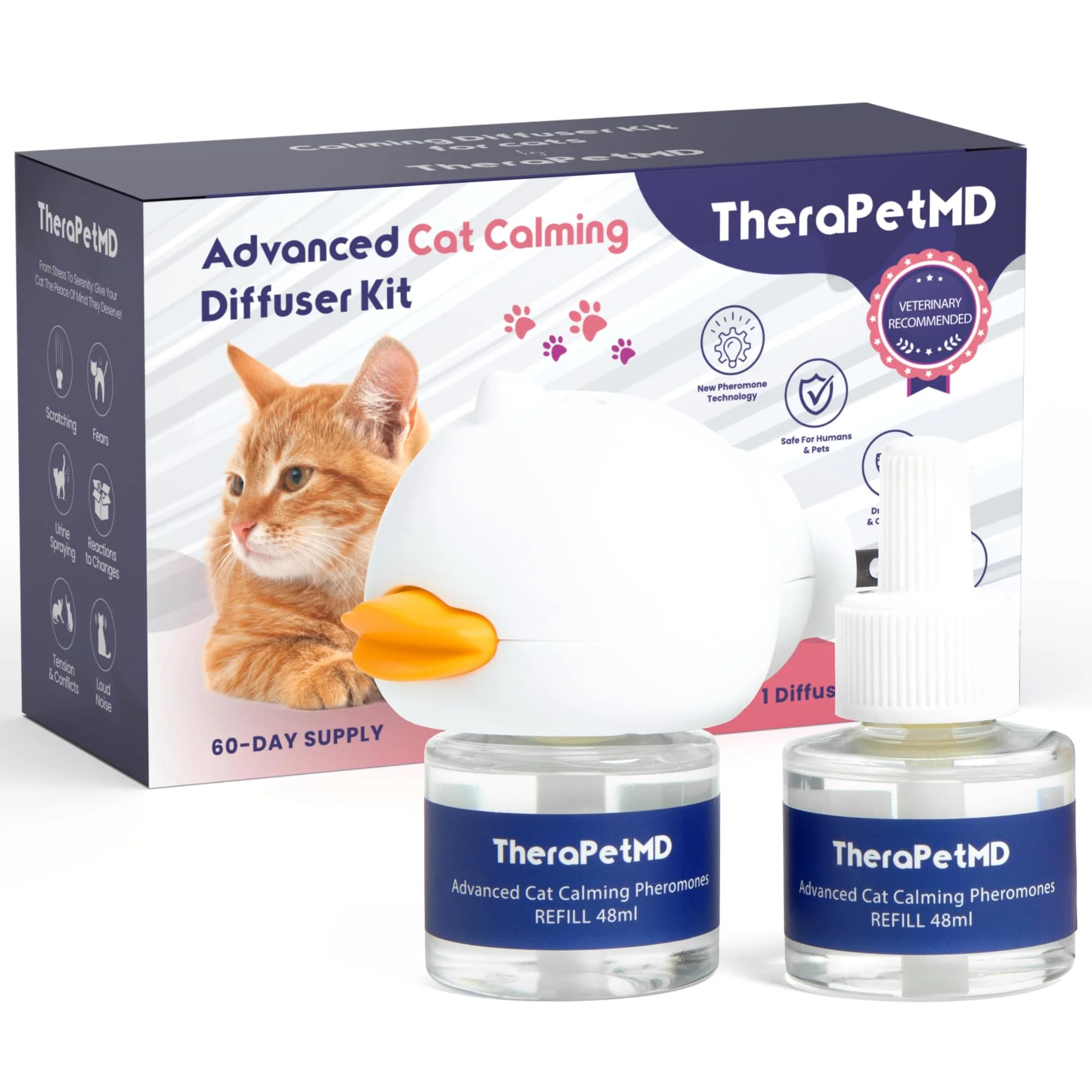 Consistent TherapetMD 60-Day Cat Calming Diffuser with Refill Included Pheromone Diffuser for Stress Spraying Scratching – Packaging May Vary Carefully Designed
