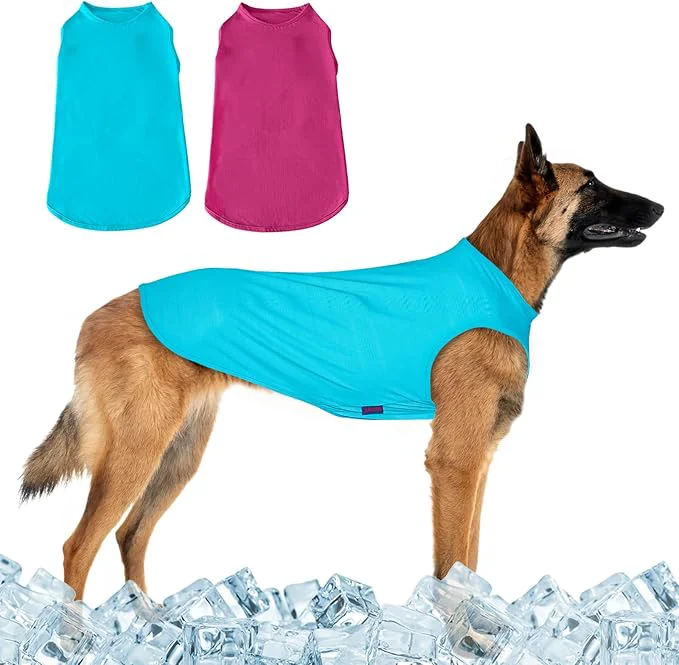 Selected 2-Piece Dog Shirt Vest Soft Cool Clothes Lightweight Stretchy Pet Vest Summer Dog Sleeveless Clothes for Medium-Large Pets – Purple Blue L About ThisOverview User-Friendly