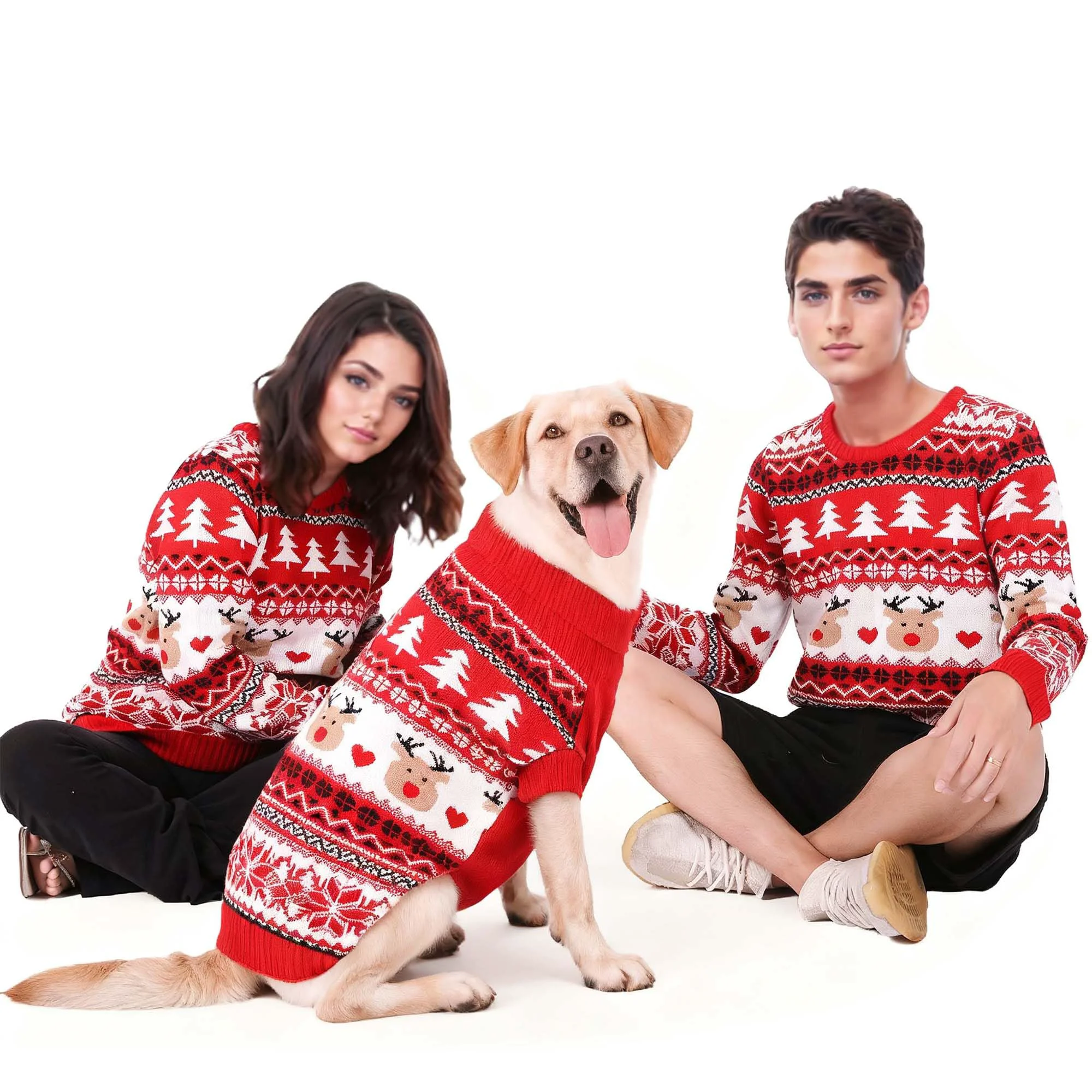 Verified MuYaoPet Family Matching Dog Owner Christmas Sweater Set – Unisex Elegant