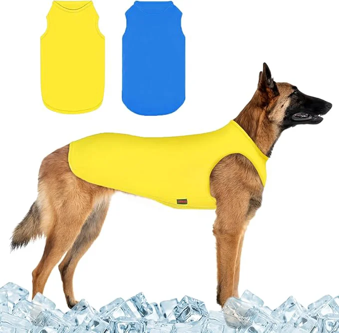 Smart 2 Pieces Dog Shirts Soft and Cool Dog Sleeveless Vest Breathable Lightweight Pet Tshirt Summer Pet Apparel Tank Top for Medium Large Pets – Yellow Blue XL About ThisOverview Recyclable
