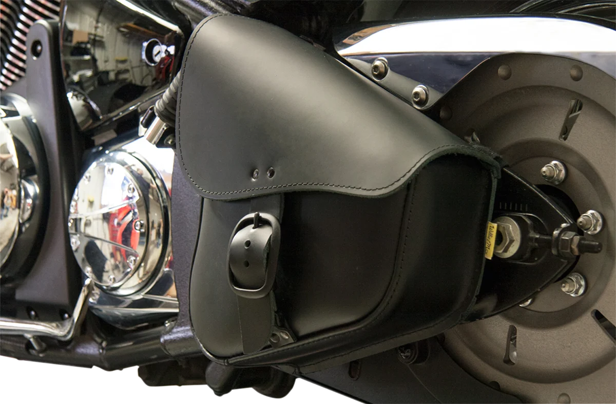 Official WILLIE MAX LUGGAGE Leather Swingarm Bag – Black Matte Buckle 59893-00 Long-Lasting