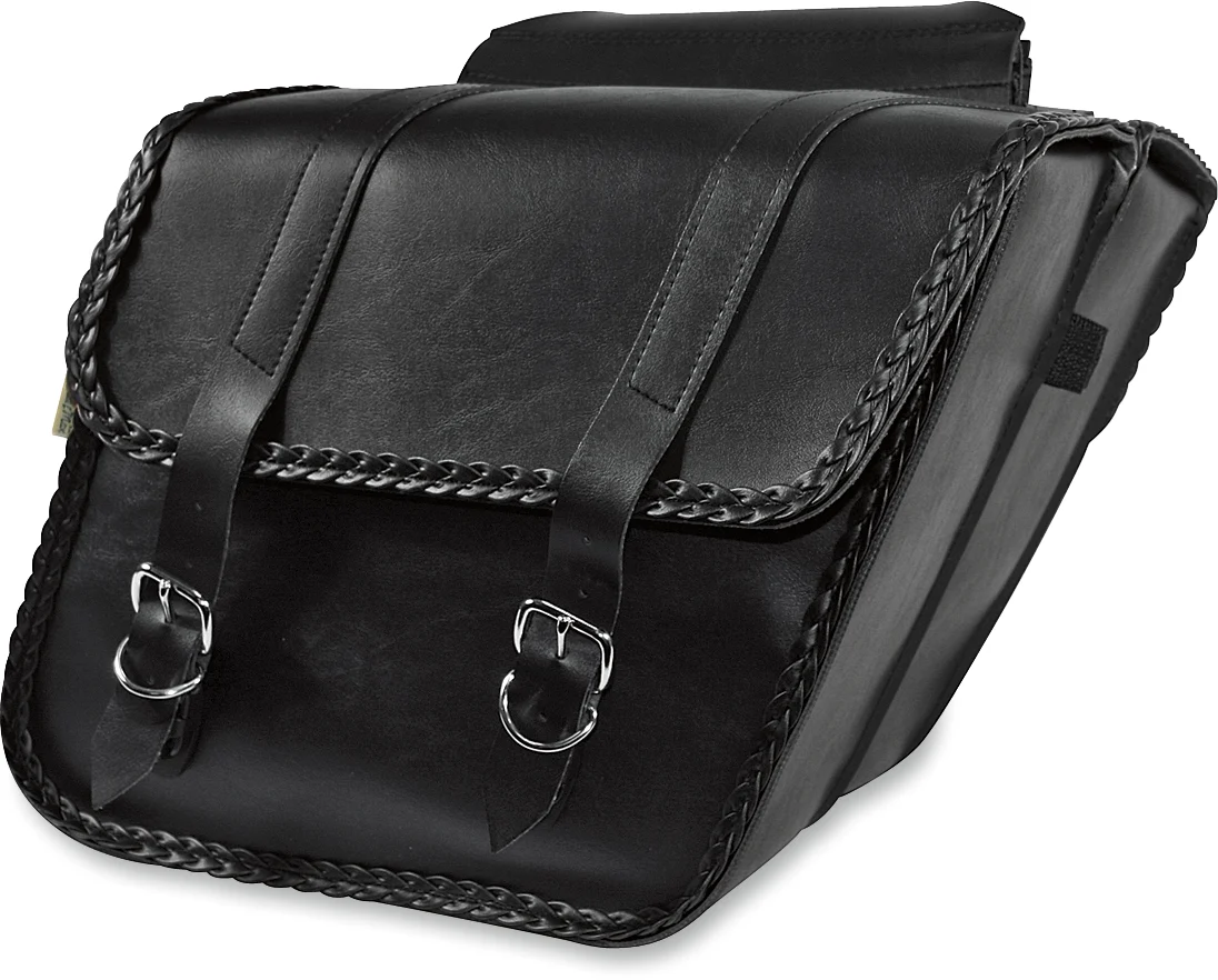 Exceptional WILLIE MAX LUGGAGE Braided Slant Saddlebag – Black – Standard 58701-20 Stylish