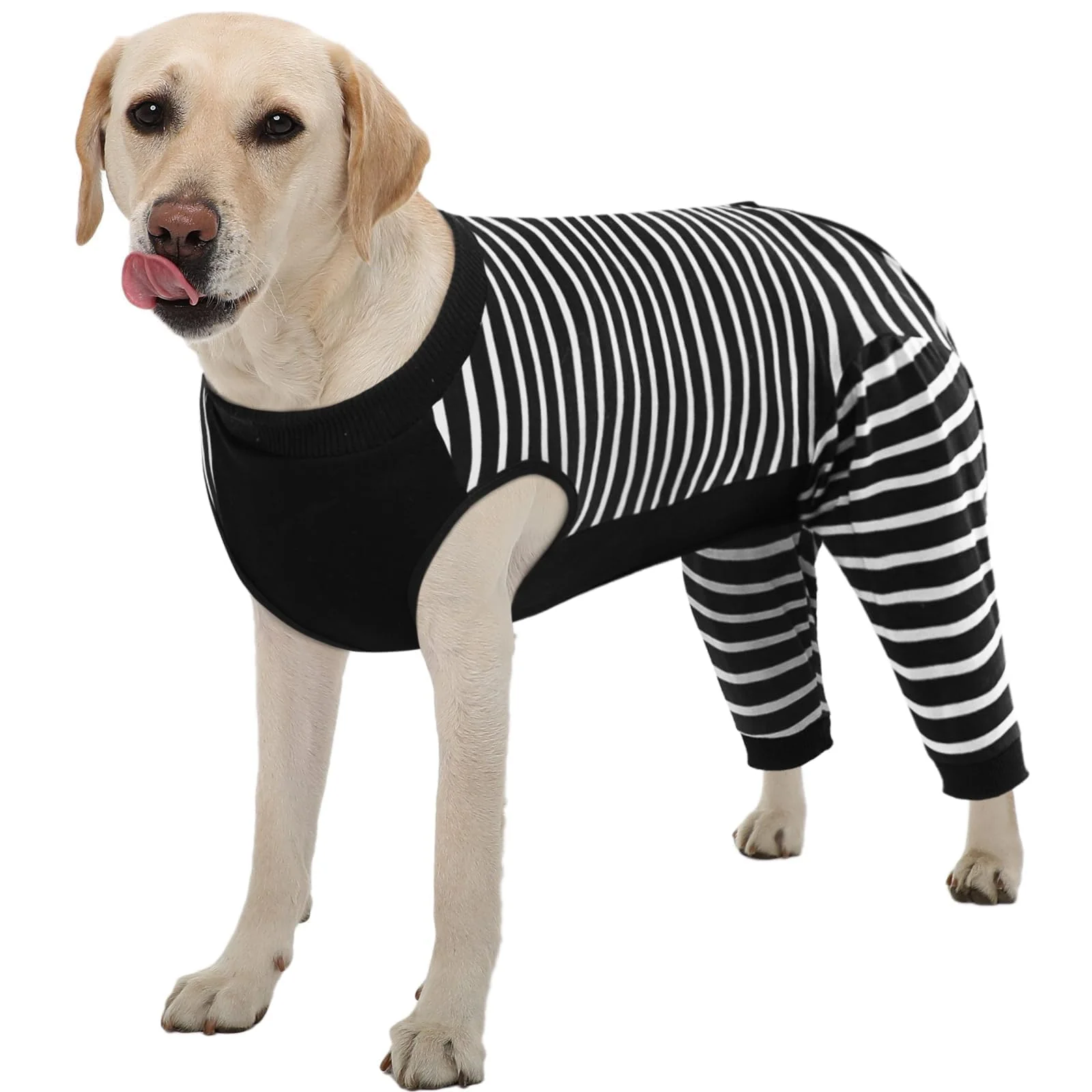 Original Design Kuoser Dog Recovery Suit – Anti-Licking Rear Leg Sleeve Abdomen Cover Black XL First-Class