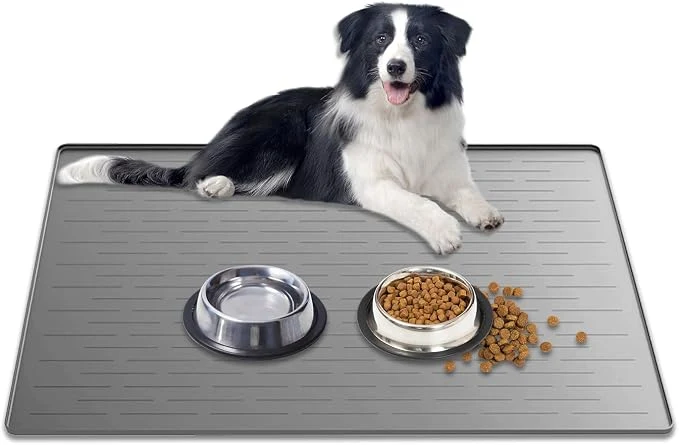 Fashionable 31.8 x23.8 Large Dog Mat for Food and Water XL Silicone Pet Feeding Mats Sophisticated