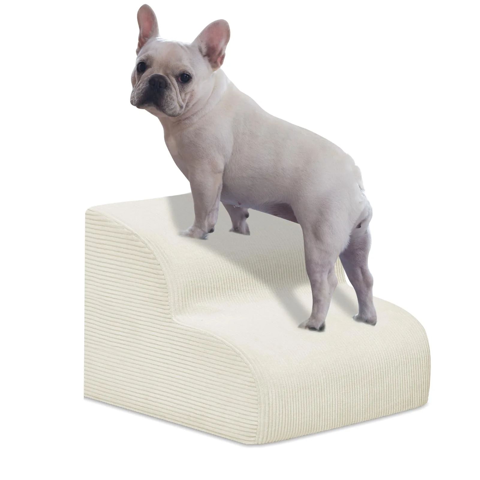 Pure Mesa Lemon Dog Stairs Steps – Foam Waterproof Pet Stairs for Beds Couches and Cars Beige Sustainable