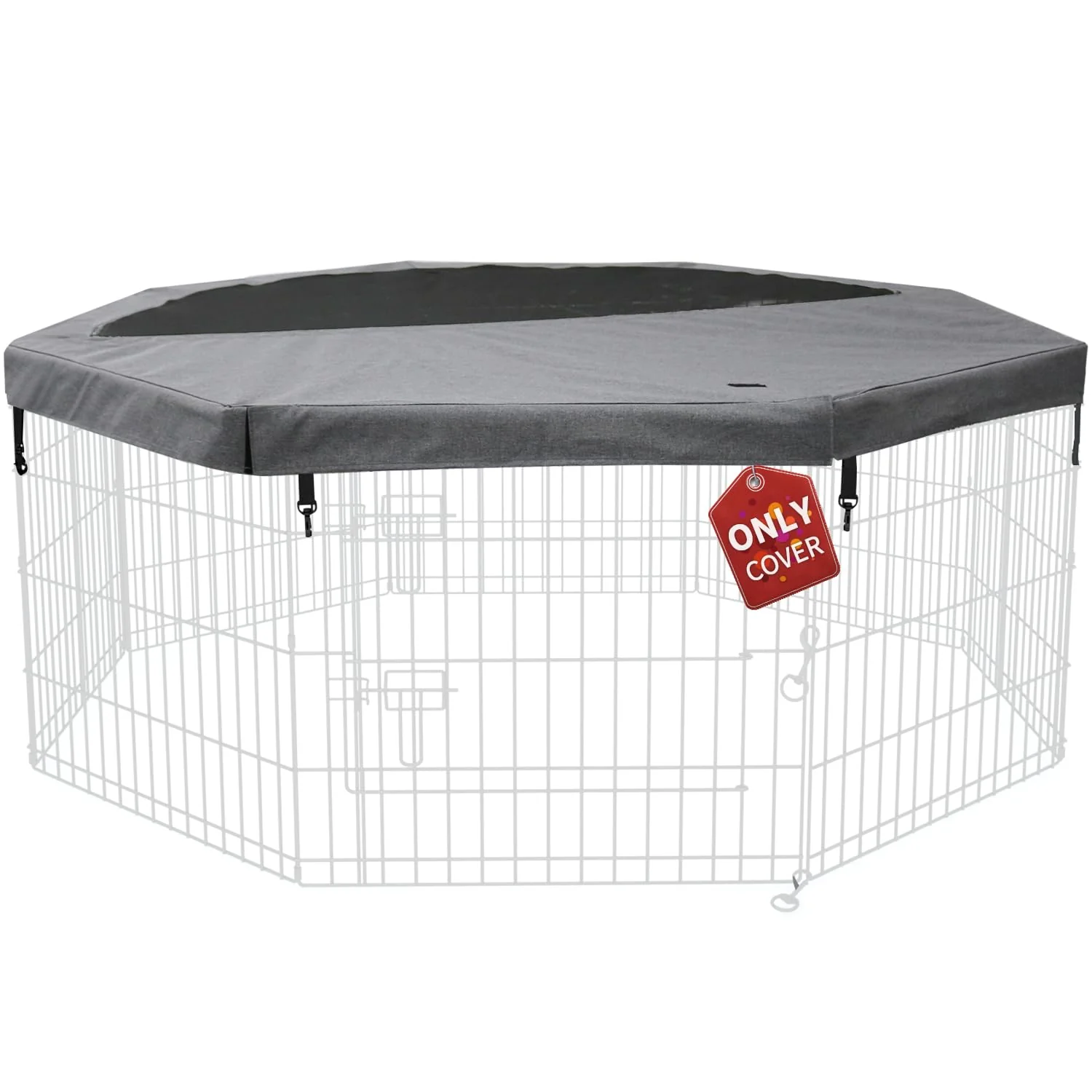 Elite PETIME Top Cover for 24-Inch Wide 8-Panel Dog Playpens — Shade Weatherproof Secure Top Cover Only Versatile