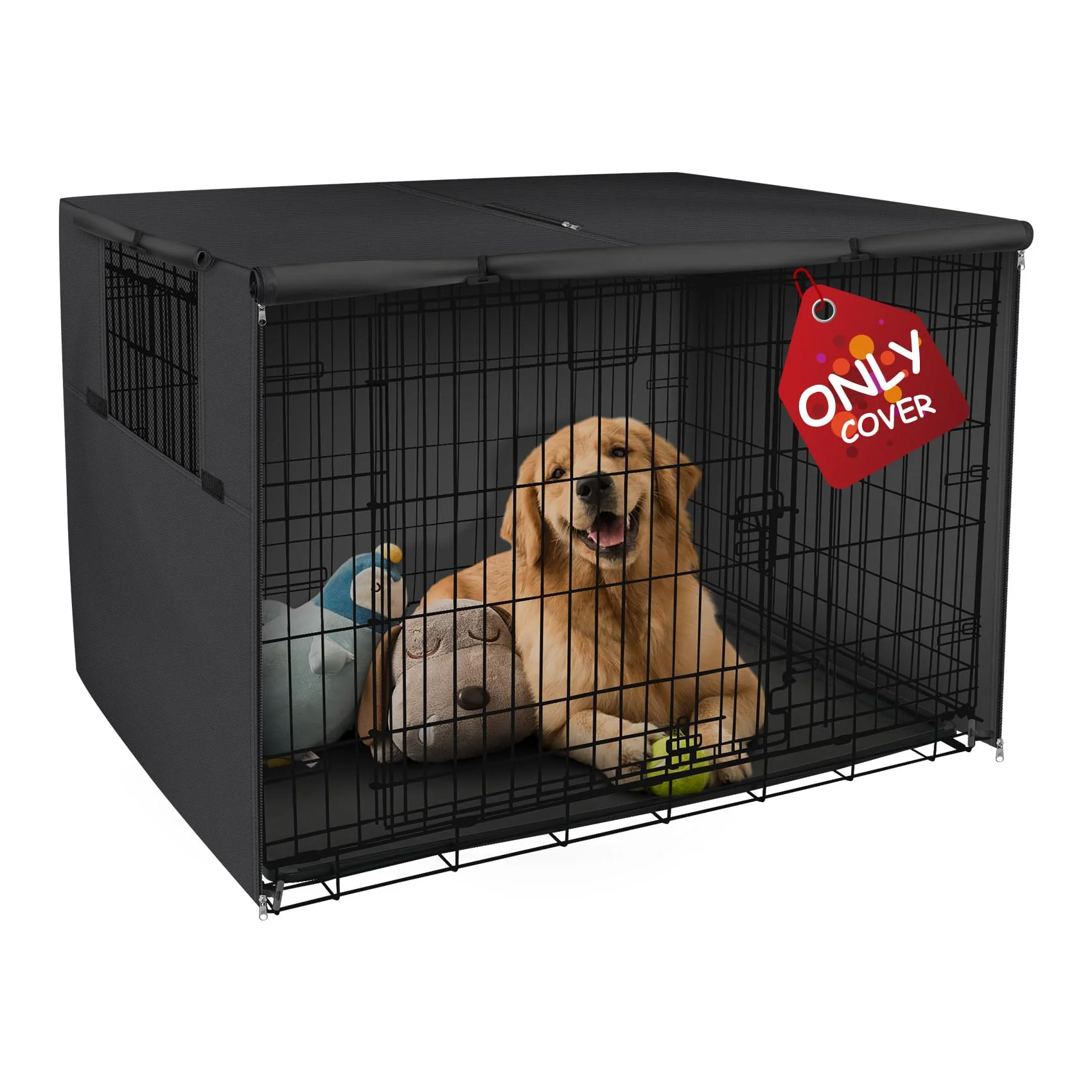 Clean Explore Land Dog Crate Cover – Heavy Duty Sunshade for 36-Inch Cages Black Prestigious