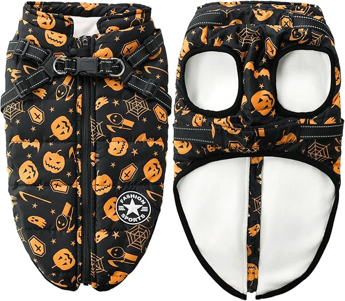 Trusted Aiboria Winter Dog Coat Windproof Fleece Jacket with Chest Strap Dog Vest Harness Halloween Black 4XLAbout ThisOverview Eco-Friendly