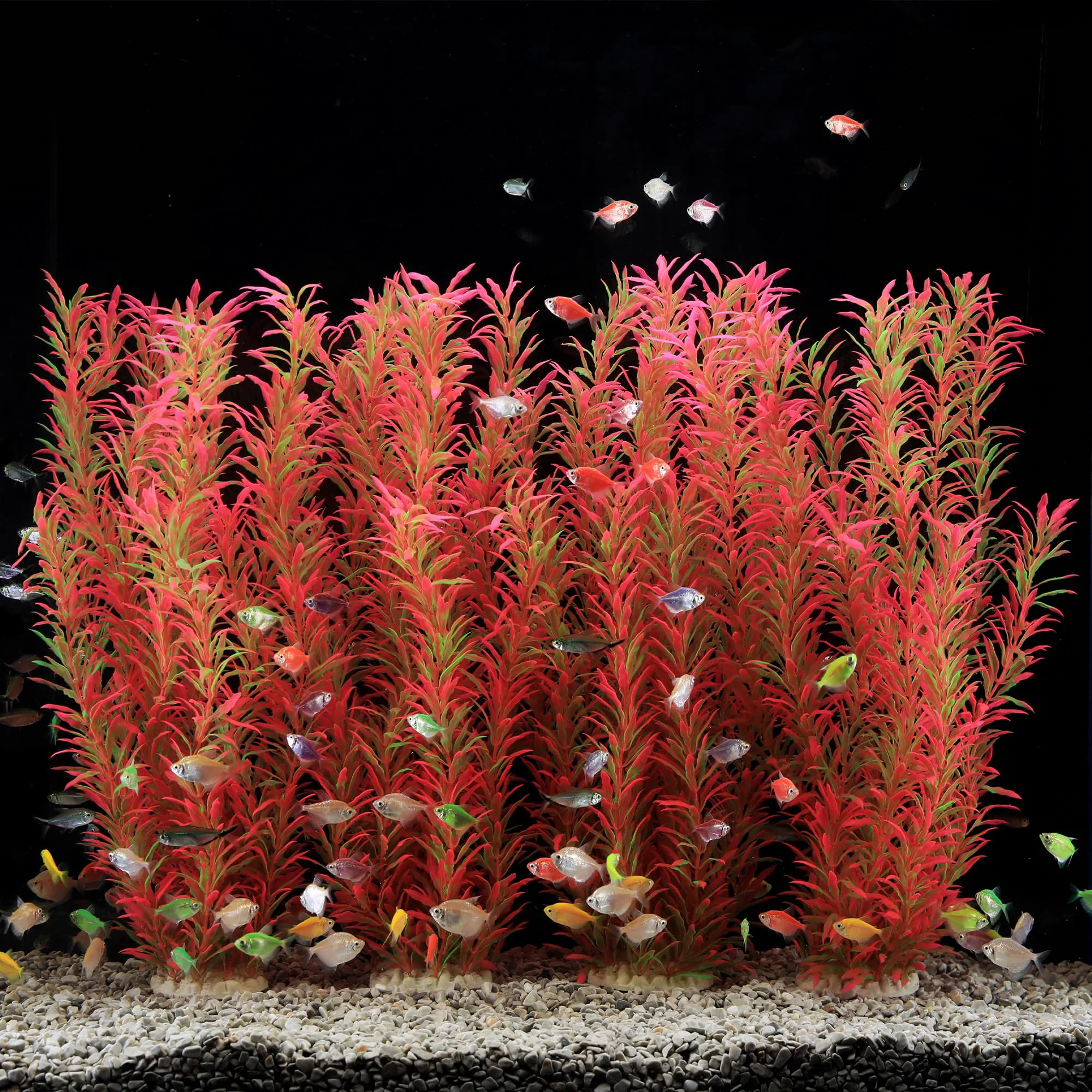 Practical Jihaqua 2-Pack Pink Plastic Plants 21-Inch Tall Aquarium Decor Fine Crafted
