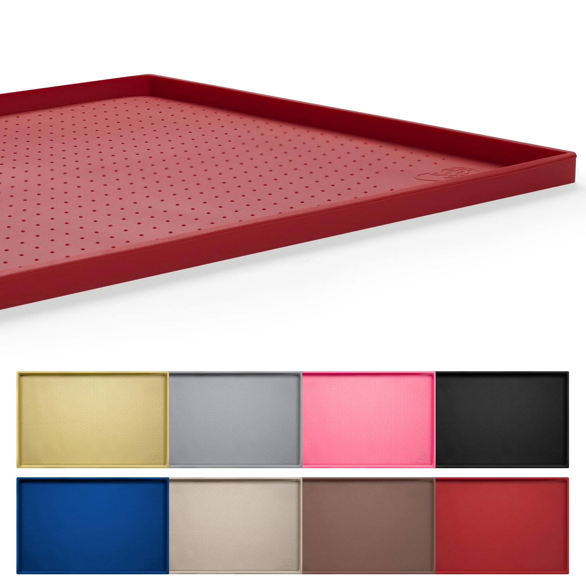 Enhanced Hubulk Dog Feeding Mat – 28×18 Inch Waterproof Silicone Nonslip with 0.8-Inch Lip Red Premium Material