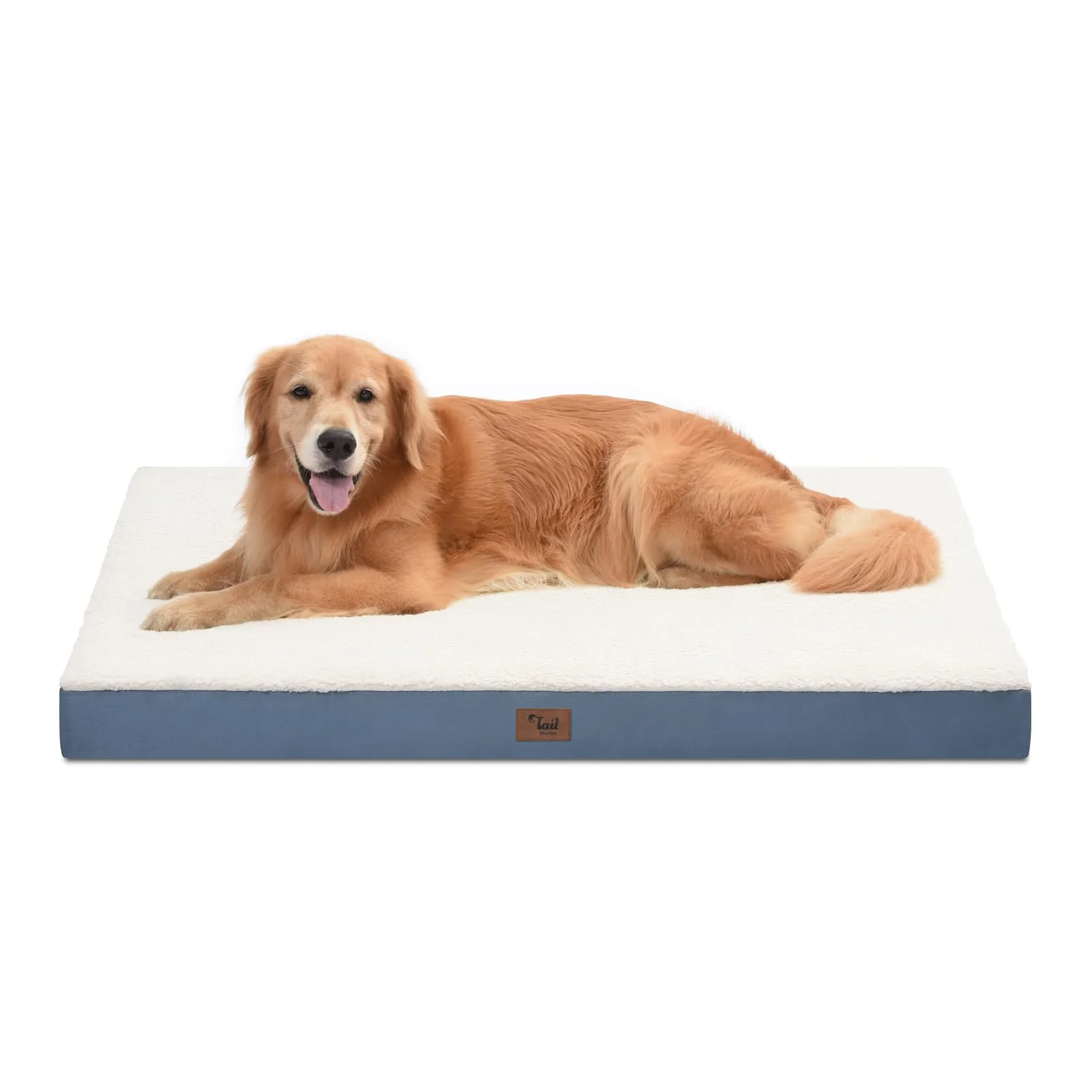Advanced Tail Stories Orthopedic Dog Bed for Extra Large Dogs – 44×32 Inch XL Comfort Mat Blue White Enhanced