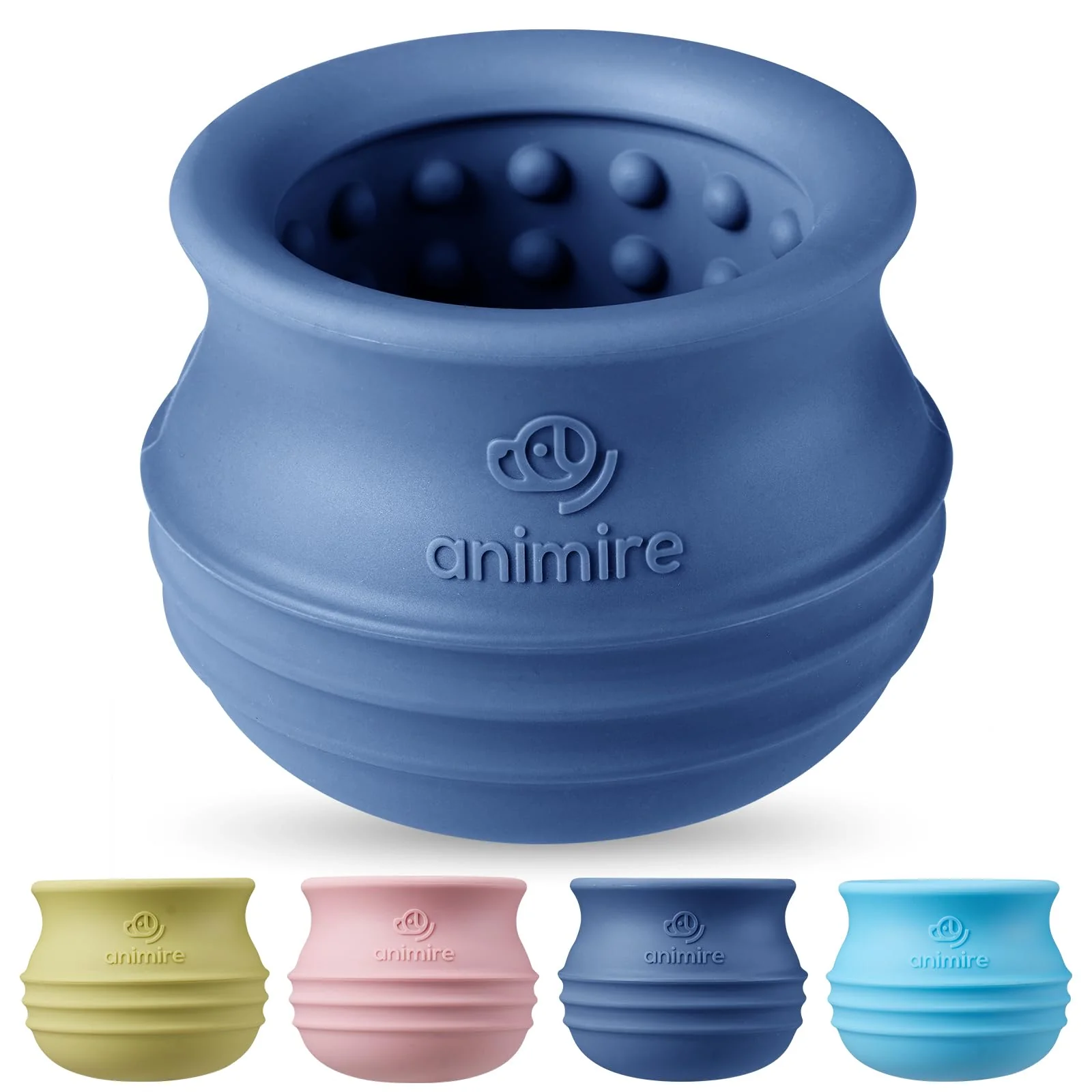 Reusable Animire Treat Dispensing Dog Toy – Long-Lasting Interactive Puzzle BPA- Silicone Dark Blue L Clean