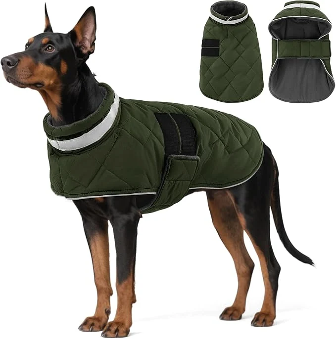 Eco-Friendly Dog Winter Coat Warm Padded Puppy Jacket Windproof Water Resistant Clothes for Small Medium Large Pets Christmas Sweater Outfit Vest Green 2XL About ThisOverview Reliable