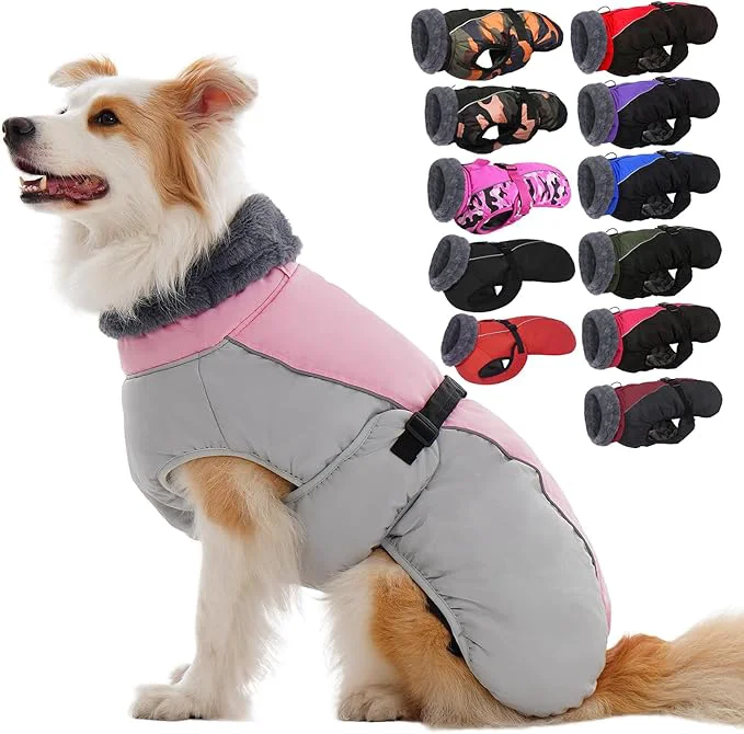 Elite IECOii Dog Coat for Large Dogs Reflective Adjustable Turtleneck Jacket with Buckle Thermal Fleece Lined Dog Snowsuit for Cold Weather – Soft Dogs Winter Coat Windproof Warm Vest Pink LAbout ThisOverview First-Class