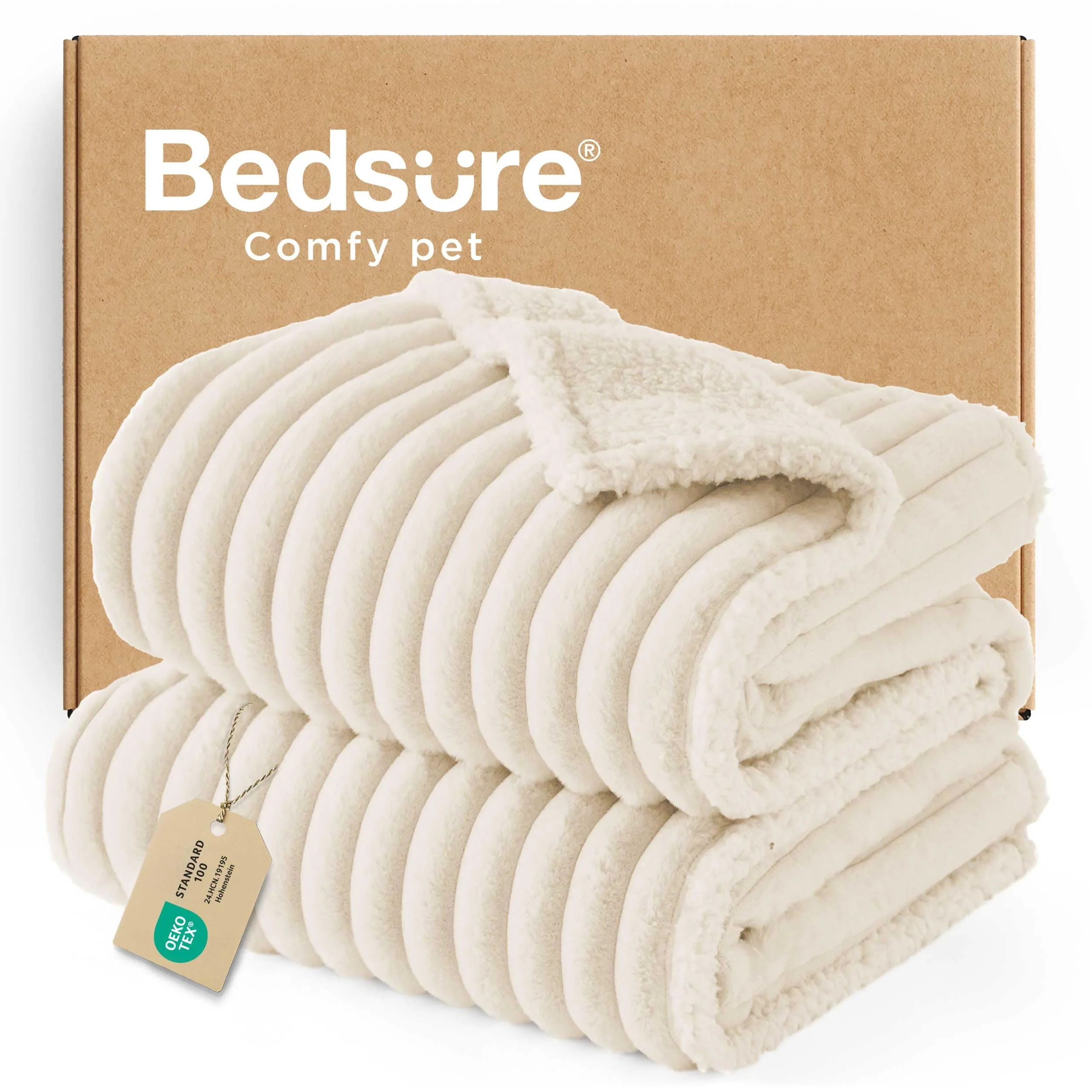 Fine Crafted Bedsure Waterproof Dog Blanket for Large Dogs – Corduroy Fleece 50×60 Cream Washable Reversible Professional
