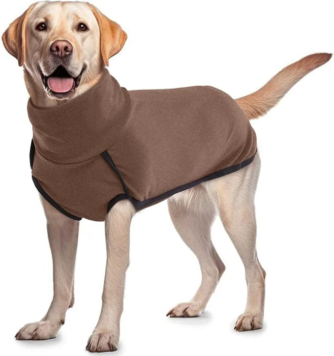 Exceptional ROZKITCH Dog Fleece Sweater Pet Windproof Warm Cold Weather Jacket Vest Cozy Jumpsuit Apparel Outfit Clothes for Walking Hiking Travel Sleep Brown LAbout ThisOverview Recyclable