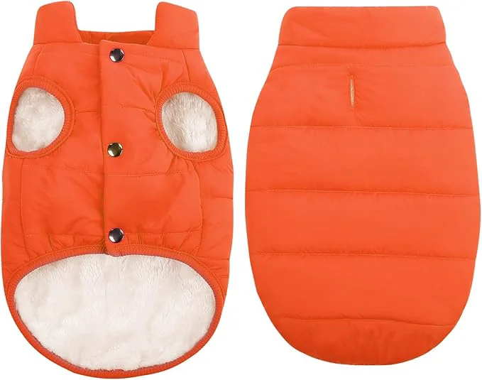 Classic ASENKU Dog Winter Coat – Waterproof Windproof Dog Jacket Warm Snowproof Doggie Puffer Vest for Cold Weather Lightweight Snow Coats for Small Medium Large Dogs Orange S About ThisOverview Soft