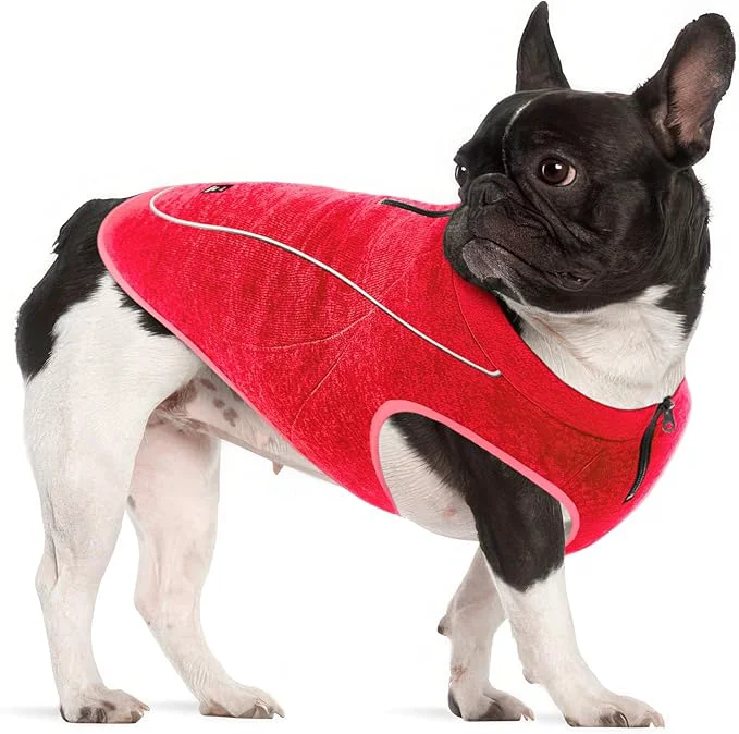 Soft Insulated Fleece Sweater for Dogs Lightweight Warm Dog Vest Zipper Port for Harness Cold Weather Winter Jacket Rain Snow Repellant Coat Adjustable for Small Medium Large Girl Dogs Red S About ThisOverview Effective