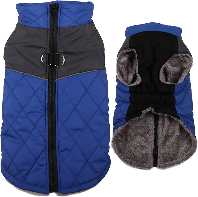 Carefully Designed Warm Fleece Dog Coats for Small Dogs D-Rings Waterproof Puppy Jacket for Cold Winter Blue MAbout ThisOverview Innovative