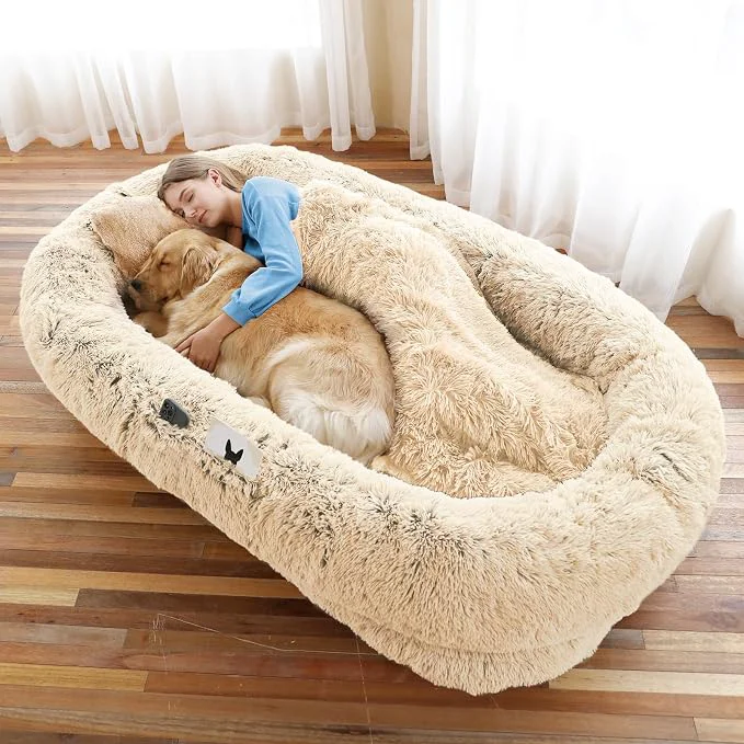 Efficient Human Dog Bed Washable Faux Fur Pet Bed Breathable