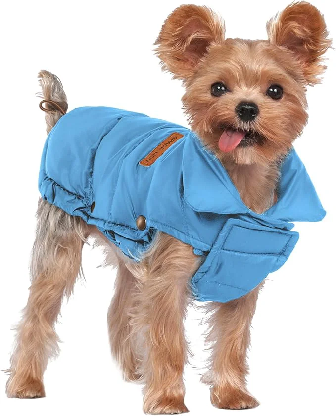 Effective SPACE LION Dog Puffer Jacket Down Winter Coat Durable Outdoor Coat for Cold and Windy Conditions Lightweight Adjustable Fit Coats for Small Dogs Blue Size10 S About ThisOverview Artisan