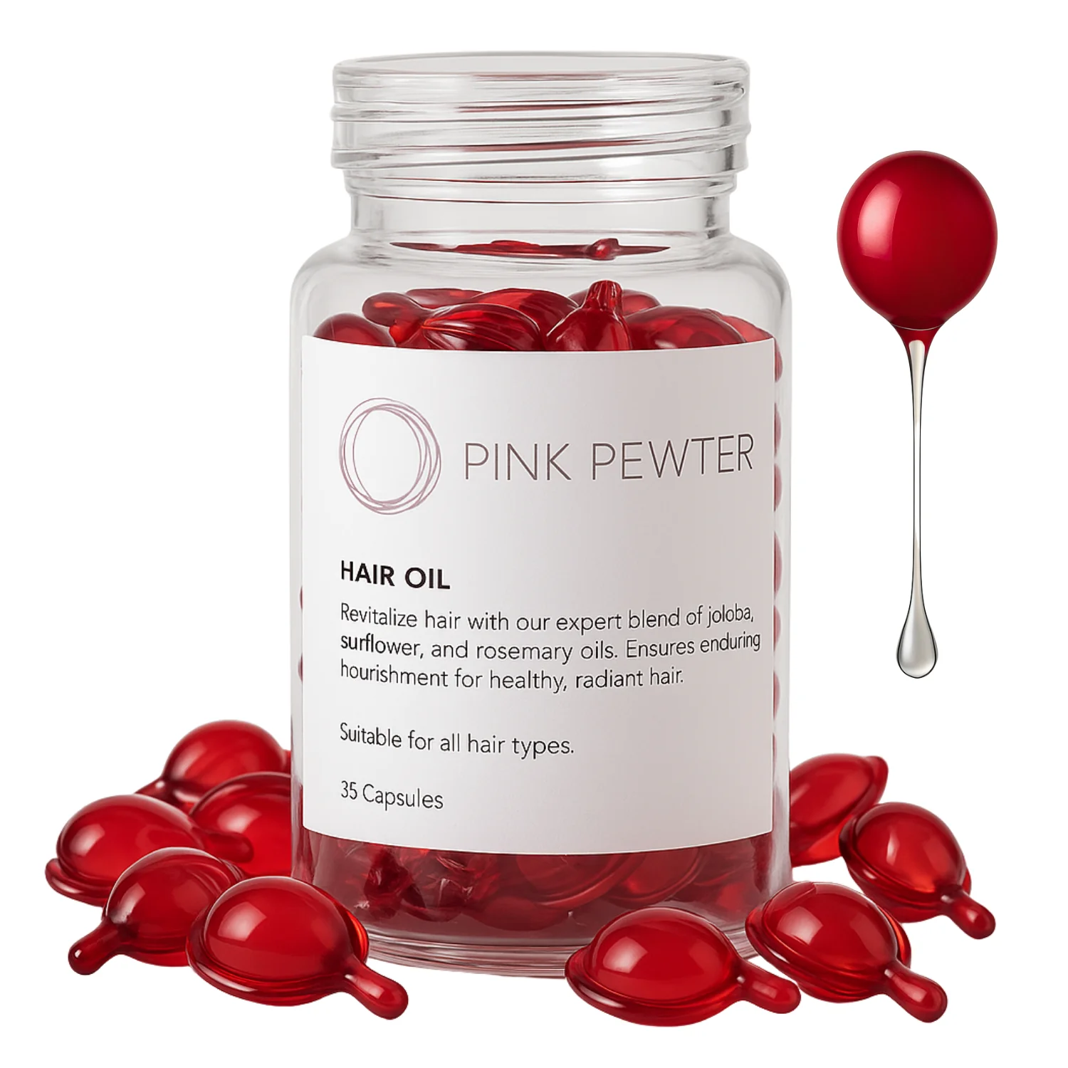 Safe Lightweight Hair Oil Capsules – Nourishing Blend with Olive Jojoba Sunflower Seed and Rosemary Oil Shine and Frizz Control Enhanced