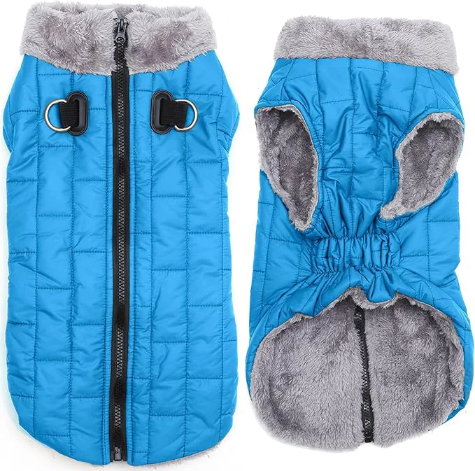 Smart Warm Fleece Dog Coats with Durable Harness Buitl in D-Ring Waterproof Puppy Jacket for Small Dogs Dog Vest for Cold Winter Light Blue MAbout ThisOverview Fine Crafted