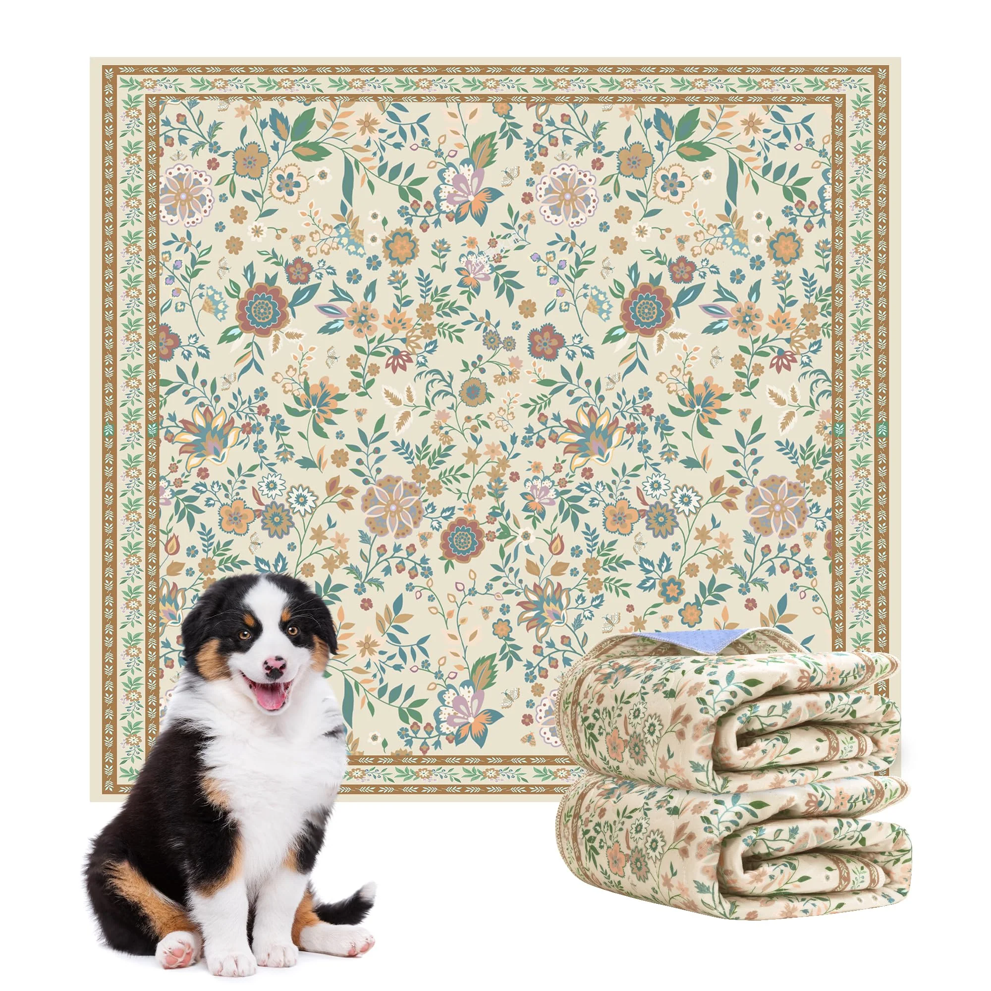 Carefully Designed Baodan Washable Dog Pee Pads 36x48in 2-Pack Floral Potty Training Mats Modern
