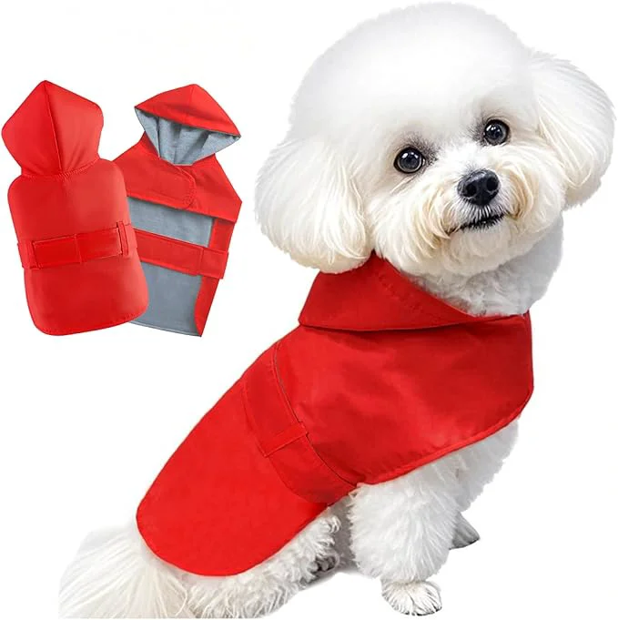 Top-Quality Dog Raincoat Dog Rain Jacket Poncho Waterproof Snowproof Pet Rain Suit Puppy Small Medium Dogs Lined Warm Lining Hooded Leash Hole Adjustable Red MAbout ThisOverview Carefully Designed