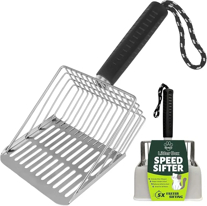 Secure Efficient Metal Cat Litter Scoop- Stainless Steel Cat Litter Scooper High-Performance