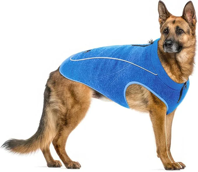 Clean Insulated Fleece Sweater for Dogs Lightweight Warm Dog Vest Zipper Port for Harness Cold Weather Winter Jacket Rain Snow Repellant Coat Adjustable for Small Medium Large Male Dogs Blue XL About ThisOverview Eco-Friendly