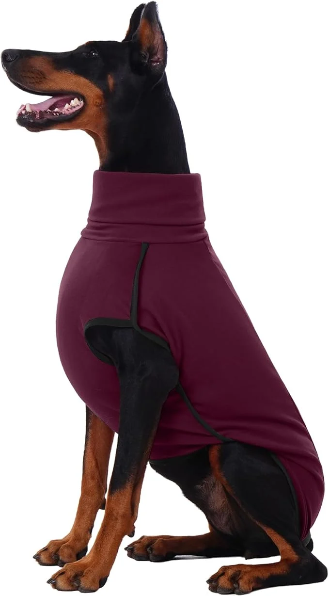 Convenient ROZKITCH Dog Shirt for Large Dogs Pet Windproof Warm Cold Weather Jacket Vest Cozy Jumpsuit Apparel Outfit Clothes for Walking Hiking Travel Sleep Red 2XLAbout ThisOverview Stylish