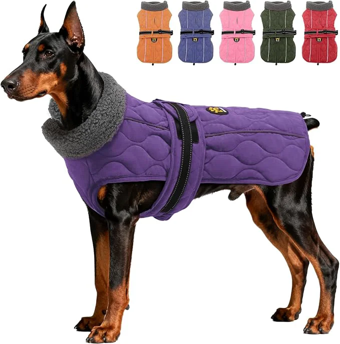 Exclusive Dog Winter Jacket Adjustable Water-Resistant Dog Warm Coat with Fleece Lining Windproof Cold Weather Coats for Winter Reflective Snow Jacket for Labrador Golden Retriever NewPurple XLAbout ThisOverview Advanced