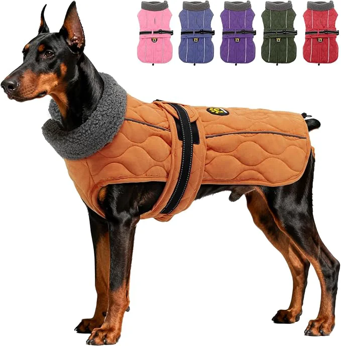 Fine Dog Winter Jacket Adjustable Water-Resistant Dog Warm Coat with Fleece Lining Windproof Cold Weather Coats for Winter Reflective Snow Jacket for Labrador Golden Retriever NewOrange XLAbout ThisOverview Advanced