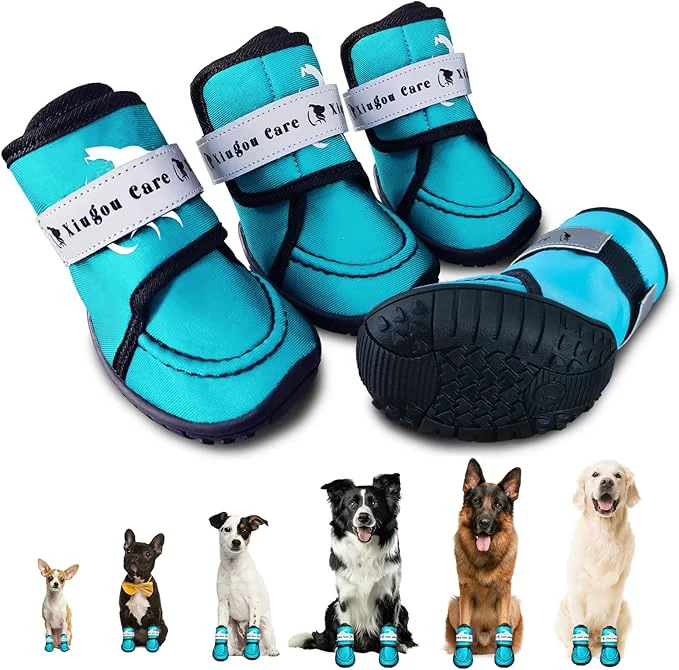 Exceptional Dog Shoes for Small Medium and Large Dogs – Waterproof for Rainy Days Fit for Winter Snow and Hot Summer Roads with Anti-Slip Soles for Indoor Hard Floors Blue Size 3 About ThisOverview Relaxed
