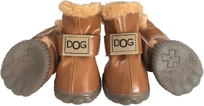 Top-Quality WINSOON Dog Australia Boots Pet Antiskid Shoes Winter Warm Skidproof Sneakers Paw Protectors 4Pcs Set Size 3 Light Brown About ThisOverview Natural