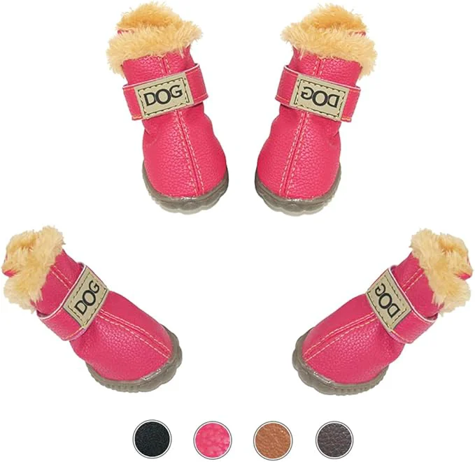 Comfortable WINSOON Dog Australia Boots Pet Antiskid Shoes Winter Warm Skidproof Sneakers Paw Protectors 4-pcs Set Size 4 Pink About ThisOverview Solid